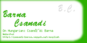 barna csanadi business card